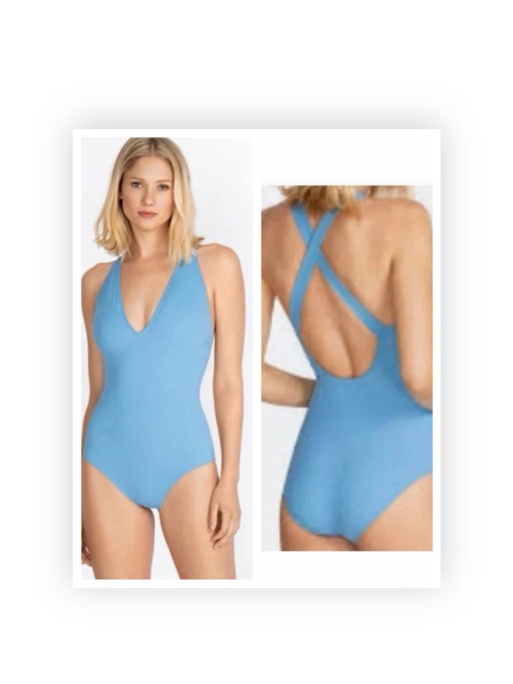 Johnny Was Calme cross back one piece women swimsuit della blue $138